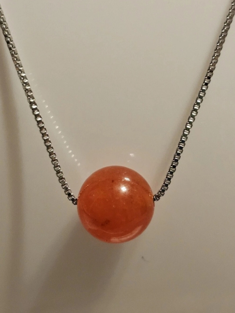 Sterling Silver 925 Plated Round Jade Ball Pendant Necklace